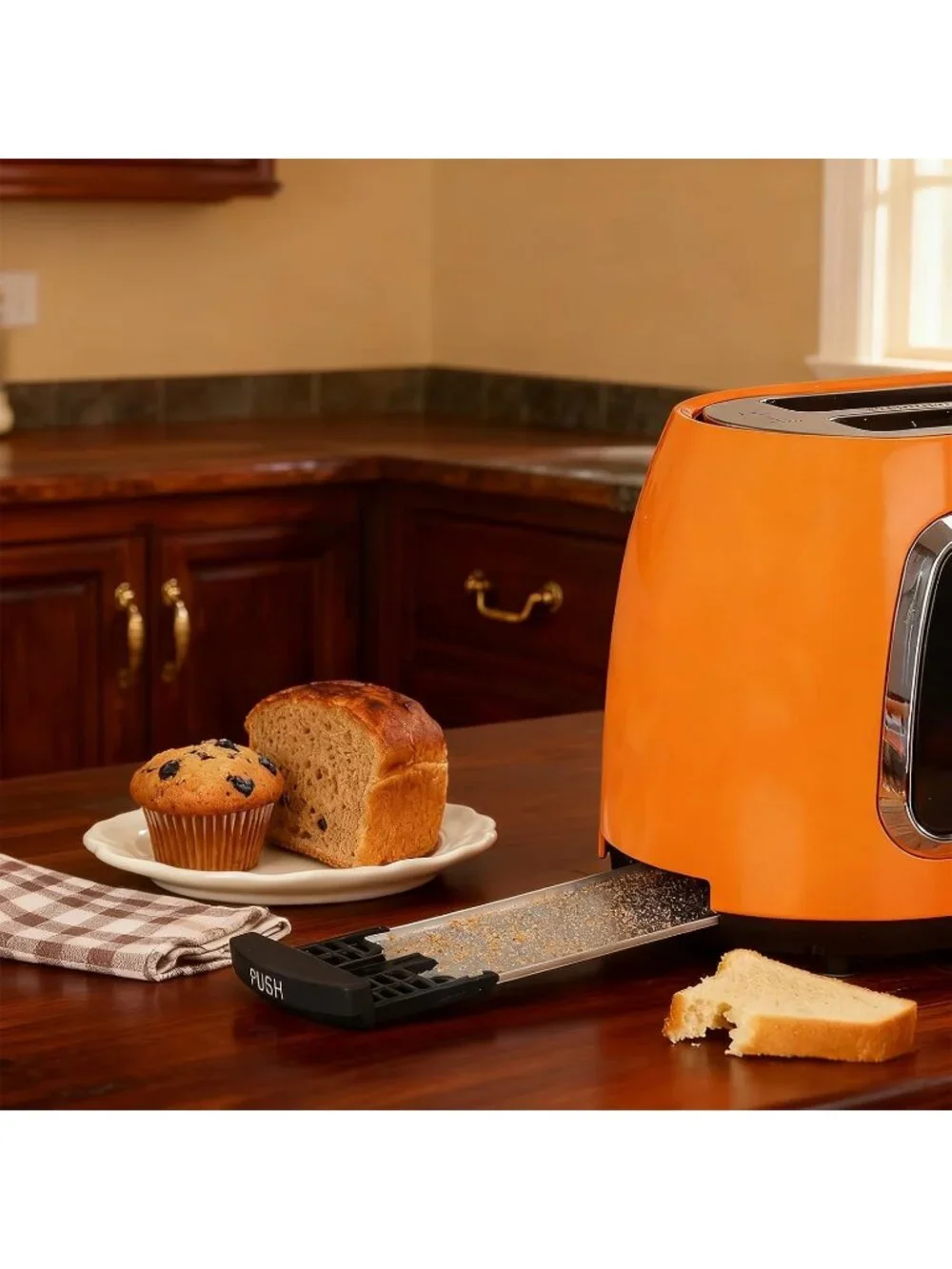 2 Slice Orange Touch Screen Retro 1.5'' Extra Wide Slot Stainless Steel Toaster
